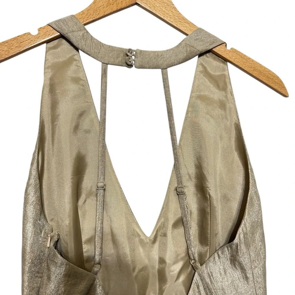 Free‎ People Gold Shimmer Plunge Neckline Romper Size 4